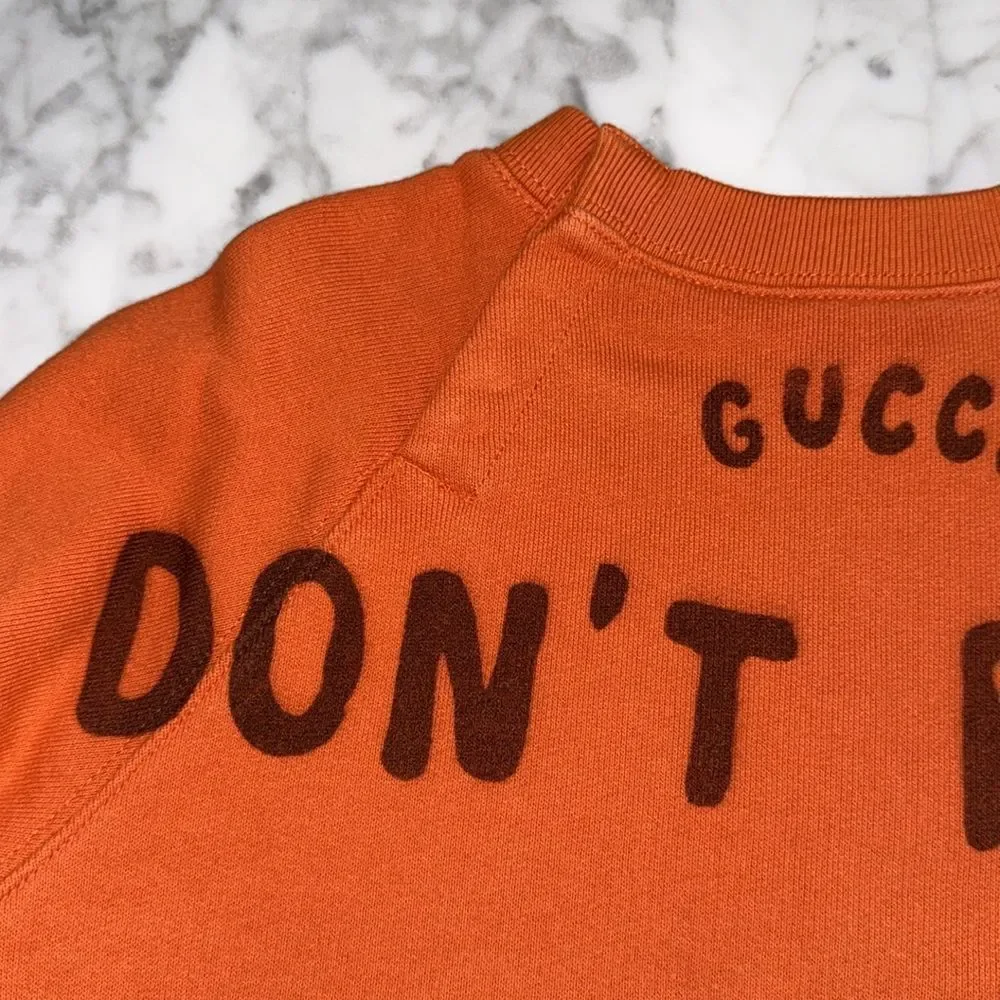 Gucci Kids Orange Tiger “GUCCI DON’T PANIC” Sweatshirt 24M